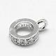 Ring Brass Micro Pave Cubic Zirconia Tube Bails ZIRC-L053-13P-1