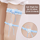 2pcs Blue Garters for Bride Stretchy Lace Bridal Garter Cornflower Blue Pearls Flower Bow Pattern Women Garters for Prom Party Wedding Garment Accessories DIY-MA0003-42-2