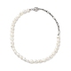 Natural Baroque Pearl Beaded Necklace with 304 Stainless Steel Paperclip Chains for Women NJEW-JN04108-1