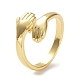 Hands Hug Rack Plating Brass Open Cuff Ring RJEW-Z022-01G-1