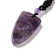 Natural Amethyst Sailor's Knot Pendant Necklace with Nylon Cord for Women NJEW-E091-02C-4