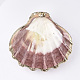 貝殻の大きなペンダントを電気メッキ  ホタテ貝  ライトゴールド  貝殻色  112~143x128~143x26~35mm  穴：4mm SHEL-T012-47-2
