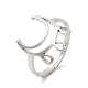 304 Stainless Steel Crescent Moon Adjustable Ring for Women RJEW-M149-11P-3