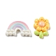オペーク樹脂カボション  花と虹とケーキ  混合図形  ミックスカラー  15.5~23x7~26.5x5~6.5mm RESI-G084-04-2