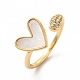 Natural Shell Heart Open Cuff Ring with Cubic Zirconia KK-A180-46G-3
