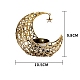三日月と星のティーライトキャンドルホルダー  金属製燭台  ラマダンの要素  ゴールドカラー  10.5x9.8cm PW-WG88299-01-1