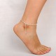 Silver Color Plated Brass Rhinestone Cup Chain Ankle AJEW-AN00026-3