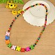 Colorful Wood Necklaces for Kids NJEW-JN00306-3