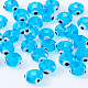 SUPERFINDINGS 1Strand about 30Pcs Evil Eye Lampwork Glass Beads 9.5~10.5x5~5.5mm Flat Round Spacer Loose Beads Dodger Blue Handmade Evil Eye Beads for DIY Jewelry Bracelet Making LAMP-FH0001-05-3