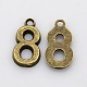 Rack Plated Zinc Alloy Number Charms PALLOY-A062-AB-NR-2