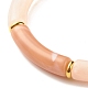 Two Tone Acrylic Curved Tube Beaded Stretch Bracelet BJEW-JB07971-04-4