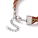 Плетеные браслеты в форме веревки из воловьей кожи с латунной застежкой для женщин BJEW-JB09110-6