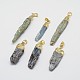 Golden Plated Nuggets Natural Quartz Pendants with Iron Findings G-I131-24-1