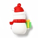 クリスマス pvc プラスチック ペンダント  プレゼントを持った雪だるま  ホワイト  49x35x22mm  穴：3mm KY-C009-17-2