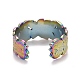 Placcatura ionica color arcobaleno (ip) 304 anello per polsino aperto a foglia in acciaio inossidabile per donna RJEW-A005-16-3