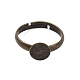 Einstellbar antike Bronze Messing Pad Fingerring Basen&nbsp;X-EC541-NFAB-2