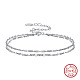Rhodium Plated 925 Sterling Silver Rope & Figaro Chains Double-Layer Multi-strand Bracelet STER-M116-07P-1