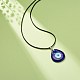 Blaue Bunte Malerei-Halskette mit bösem Blick-Anhänger und gewachster Kordel für Damen NJEW-JN03955-01-2