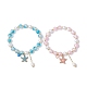 2 pièces ensemble de bracelets extensibles en perles rondes en verre de 2 couleurs BJEW-JB09752-1
