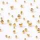 Benecreat 200pcs perles en laiton plaqué or 18k perles d'espacement rondes avec 4 tailles mixtes (trou de 0.5-1.5mm) pour colliers KK-BC0006-11G-NR-5
