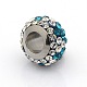 Nice Large Hole 304 Stainless Steel Polymer Clay Pave Two Tone Rhinestone European Beads CPDL-O002-01-3