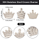 Beebeecraft 1 Box 8Pcs Crown Charms Stainless Steel King Pendants Charms for jewellery Making Earrings Necklace Bracelets DIY Crafts STAS-BBC0003-66-2