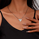 Colliers avec pendentif en forme de cœur en argent sterling plaqué rhodium pour femmes UH9338-3-2