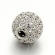 Perles rondes en laiton avec zircone cubique de micro pave ZIRC-L017-03P-2