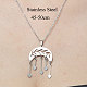 201 Stainless Steel Hollow Double Horn with Heart Pendant Necklace NJEW-OY001-58-3