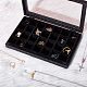 DELORIGIN Velvet Jewelry Box 28 Grid Jewelry Ring Display Organiser Box Tray Holder with Clear Lid Storage Stackable Drawer Insert Box for Women Earrings Rings Necklaces Bracelet 9.65x6.14x1.3inch MRMJ-WH0077-086-3