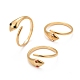 Ion Plating(IP) 304 Stainless Steel Snake Wrap Open Cuff Ring with Rhinestone for Women RJEW-E062-B04-G-1