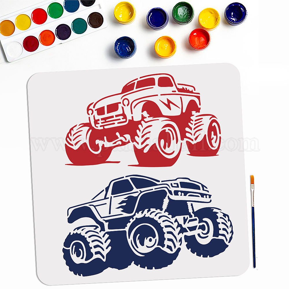 Wholesale MAYJOYDIY Monster Truck Stencils 11.8×11.8inch 2 Styles Big ...